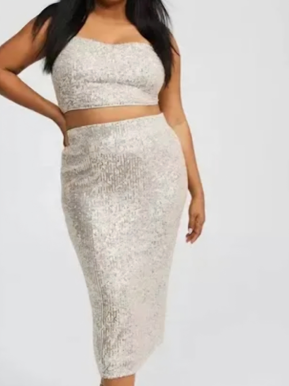 torrid Silver Sequin Midi Pencil Skirt